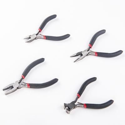 China Mini Hand Tool Jewelry Making Multi Functional Wire Household 4pcs Wire Cutting Working Pliers Set Handle Soft Plastic Multi Functional Unrated Rated for sale