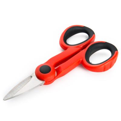 China Universal Portable Soft Grip Handle Stainless Steel Cutting Cutter Fiber Cable Wire Electrician Soft Cut Scissors Shear for sale