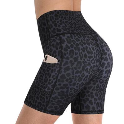 China Breathable Women High Waisted Shorts Biker Shorts Casual Spandex Quantity OEM Weather Leopard Print Fabric for sale