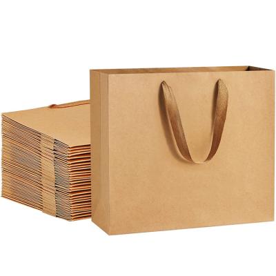 China Recycled Materials Recycle Custom Brown Luxury Gift Garment Kraft Paper Shopping Bags With Logo Print for sale