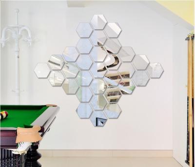 China Waterproof+Eco-friendly 12Pcs 3D Mirror Wall Sticker Decor Hexagon DIY Decorations Living Room Decal Art Ornaments For Home Drop Ship for sale