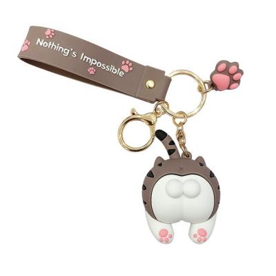 China Plastic Key Ring Women Bag Pendant Casual Hanging Key Chain Cat Butt Keychain Cartoon Doll Car Key Key Creative Cute Soft Glue PVC Gift for sale