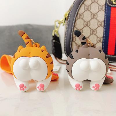 China Hanging Key Cat Butt Keychain Cute Key Car Lovers Pair Casual Gift Ornament Car Key Chain Ins Kawaii Girl Lanyard Child Toy Gift for sale