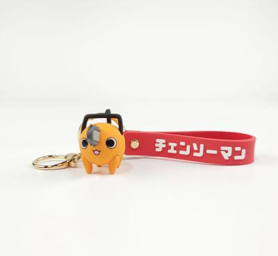 China Plastic PVC 3D Anime Chainsaw Key Chain Ring Lanyard Anime Keychain Bag Carabiner Accessories Stitch Chainsaw Man Key Chain for sale