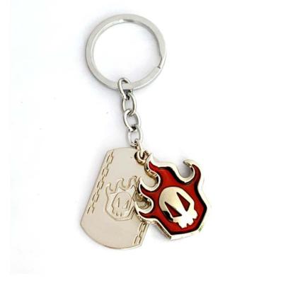 China Metal Anime Alloy Dog Tags Broken Mask Key Chain Carabiner For Fans Anime Kurosaki Ichigo Alloy Comic Key Chain As Gift for sale