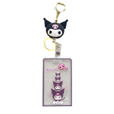 China 3D Plastic Anime Hello Kitty Badge Reel Ring Lanyard Key Chain Bag Charm Carabiner Card Badge Holder Reels For Sanrio Badge Reel for sale