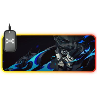 China VALORANT Rubber Wireless Charger Desk Mat Wireless Charging Big Size RGB LED Extended Gaming Mouse Pad for VALORANT Gamer for sale