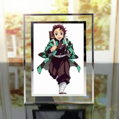 China Nezuko Scrapbooks Props Demon Slayers Photo Glass Block DIY Crystal Glass Block Frames 4X6 Picture Frame Anime Photo For Home Decor for sale