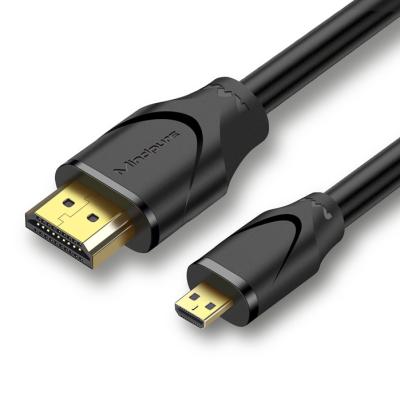 China High Quality Car Mindpure Micro Hdmi To Hdmi Cable Woven Mesh+Aluminum Foil+Ground Wire Gold As Adapter Connect HDTV Bare Copper for sale