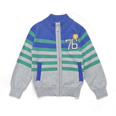 China Anti Shrink Newborn Baby Striped Pack Knitted Sweater Digital Printing Custom Cardigan Zipper Sweater Kids for sale