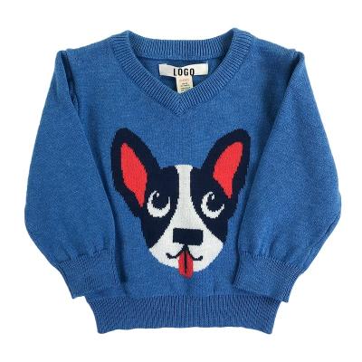 China Baby Sweater Anti Shrink Design Hand Knit Cotton Puppy Jacquard Custom Knit Jacquard Woven Sweater for sale