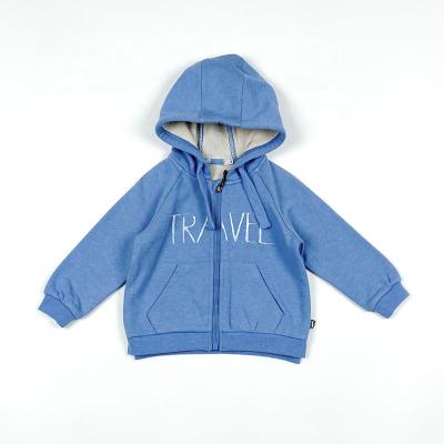 China Unisex Baby Full Hoody Baby Blue Sky Blue Zipper Plain Baby Blue Breathable Hoodie With Letter Autumn Kids Clothes for sale