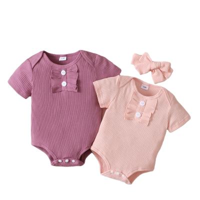 China 95%cotton 5%polyester 022 Fashion Amazon Hot Sale Newborn Babies Rompers Plain Onesie 0-2 Years Overalls Clothes Rompers Baby Clothing for sale