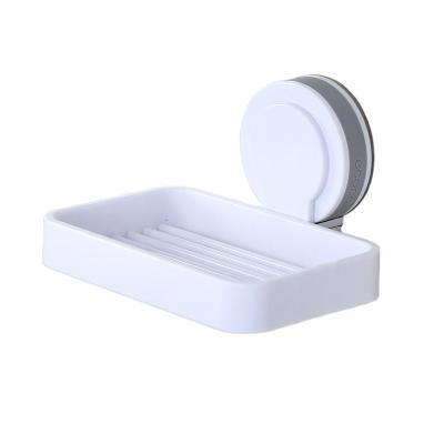 China Modern Creative Wall Mounted Single Layer Vacuum Cup Storage Shelf Soap Dish Push Type Holder For Bathroom Shower for sale