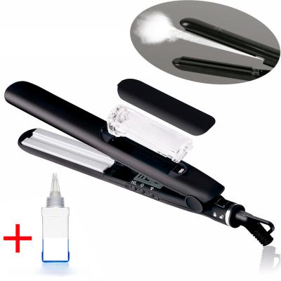 China Hotel Steam Hair Straightener Salon Professional Ceramic Straightener 2 in 1 Hair Curler Flat Iron for sale