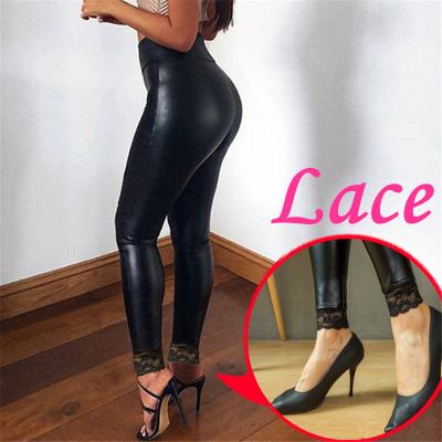 China Hotsale Valet Lace Decoration Women Antibacterial PU Leather High Elastic Thin Pants for sale