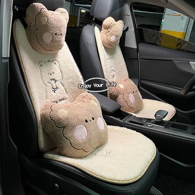 China Comforable Car Seat Cushion Winter Lamb Wool Cute Bear Car Seat Cushion Pad Warm Comfortable Car Seat Cushion for sale