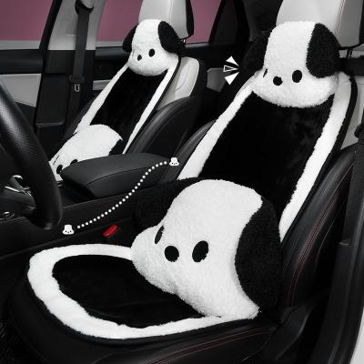 China Comforable Winter Full Set Headrest Waist Pillow Short Plush Velvet Fur Fluffy Luxury Universal Car Seat Covers for sale