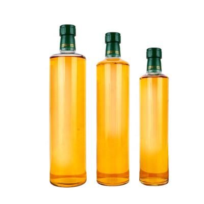 China Cooking Oil 100ml 250ml 500ml 750ml Round Olive Oil Glass Bottle With Screw Cap for sale