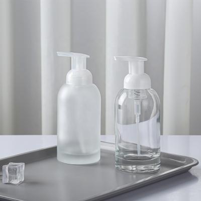 China Wholesale Round 360ml Personal Care Foam Glass Bottle And Rotary Switch Soap Pump for sale