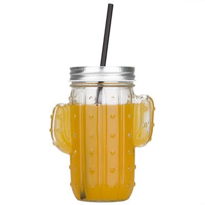 China Viable 14oz Glass Mason Jars With Metal Spiral Lid And Straws For Restaurant Drinking Jar for sale