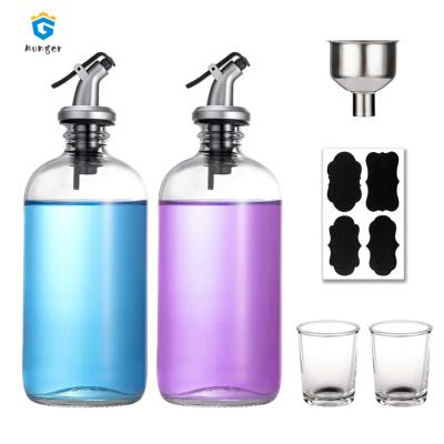 China Personal Care Clear 16oz Round Boston Glass Mouthwash Dispenser With Silver Cap for sale