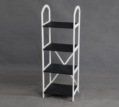 China Sustainable Modern White Black PVC Ladder Shelf Book Display Storage Rack MDF for sale