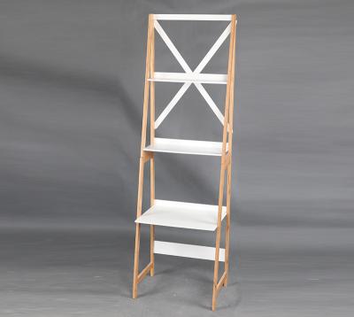 China 4 Layers Ladder Shelf Living Large Wooden Wall Mobile Book Flower for sale