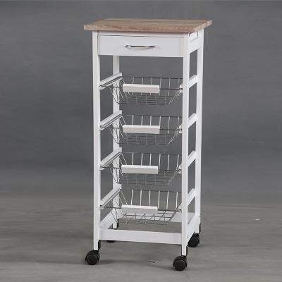 China Environment Friendly White Wooden Home Storage Furniture Kitchen Trolley for sale