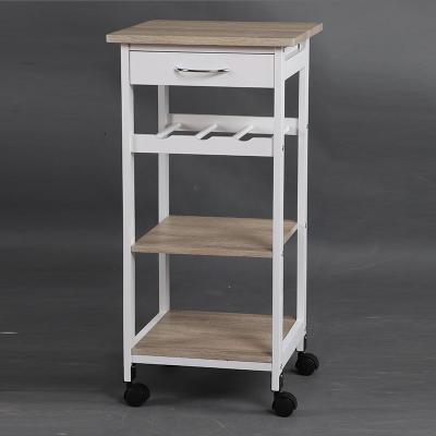 China Environmental Friendly Universal Wooden Kitchen Cart Storage With Drawer for sale