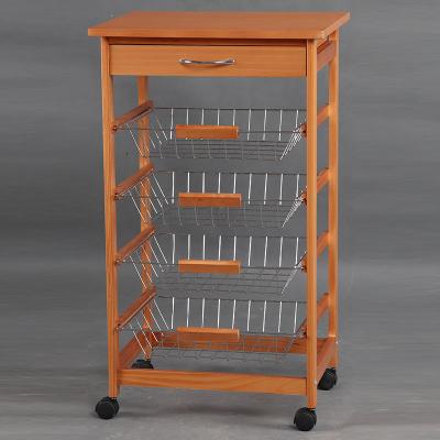 China Modern Design Pine Wood Kitchen Furniture Environmental Friendly Trolley Hot On Sale for sale