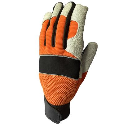 China Cow Split Palm Neoprene Knuckle Leather Working Safety Work Mechanix Automotive Gloves for sale