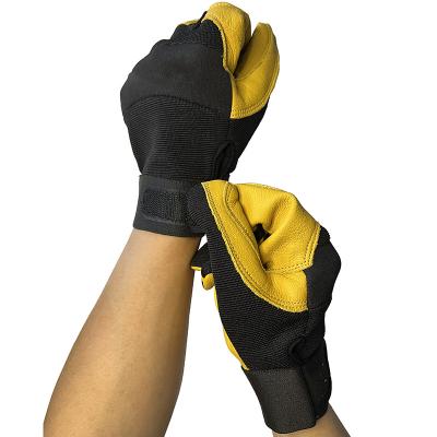 China Yellow Cow Grain Leather Palm Gloves Working Protective Safety Mechanic Glove for sale