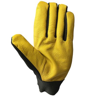 China Mechanic Working Glove Leather Palm Working Safety Fits Flexible Protective Glove for sale