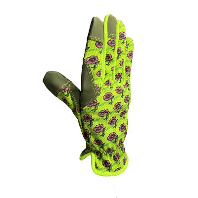 China Breathable Polyester Back Flower Pattern Printed Household Working Gloves Hand Protective Garden Gloves for sale