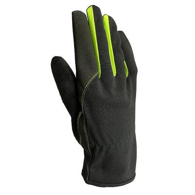 China Durable Comfortable Work Gloves Gardening Safety Driver Polyester Back Leather Gloves for sale