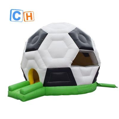 China PVC Inflatable Soccer Football PVC Sports Jumping Castle Slides Combined Bounce House Bouncer With Slide for sale