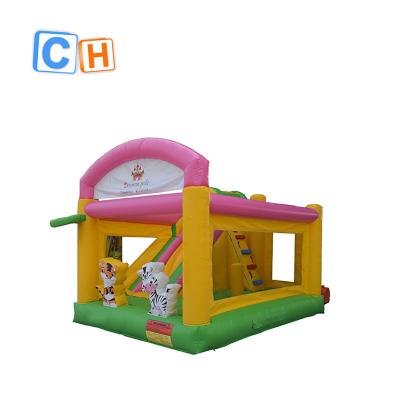 China 0.55mm PVC Tarpaulin Plato Inflatable Cartoon Pony Bouncer With Inflatable Slide Combo For Indoor For Kids for sale