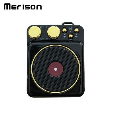 China ODM bluetooth phone function turntable appearance style mini speaker portable speaker with sdcard slot for sale