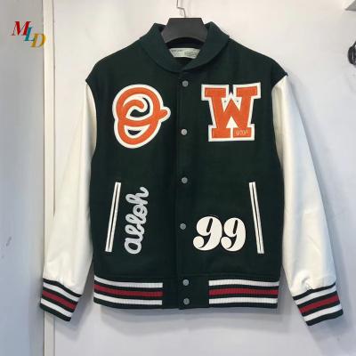 China 2021 QUICK DRY hot sale embroidery patches korean baseball leather jacket body wool sleeves clothing man plus size winter coats, jacket for sale