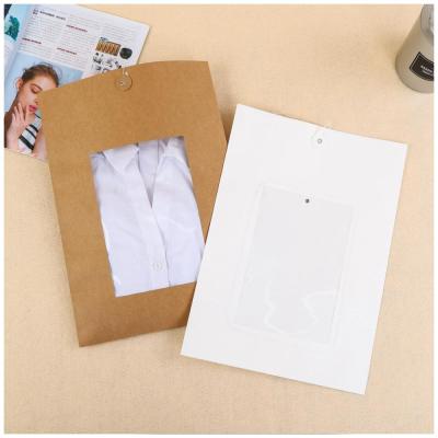 China Tie String With Window White Custom Clothing Envelope Packaging Reusable Free Sample A4 Kraft Paper Card Paper Printed Envelope With Window for sale