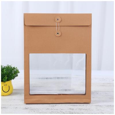 China Wholesale White Black Button And String Closure A5 Window Envelopes And A4 Kraft Paper With String Tie for sale