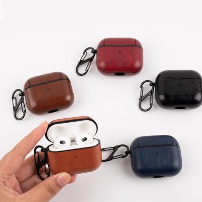 China Luxury Shockproof PU Leather Shockproof Case For Apple Airpods 3, Durable PU Leather Cover For Airpods 3 2021 for sale