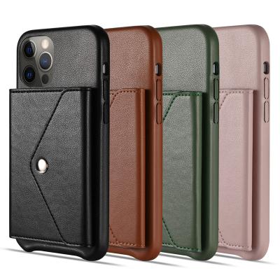 China Anti-drop Real Leather Phone Case For iPhone 12 Case Luxury Genuine Leather Mobile Credit Card Slots Cell Phone Case For iPhone 11 Pro XR for sale