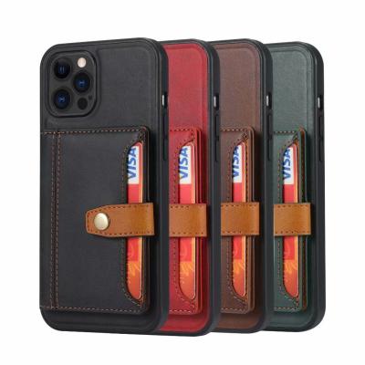 China Anti-fall Slim Fit Back Cover For iPhone 12 Card Slots Wallet Purse With Kickstand PU Leather Phone Case For iPhone 12 Pro Max XR XS 11 for sale