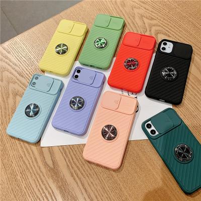 China Anti-drop Color Silicon Gel Mobile Phone Case For iPhone 12, Shockproof TPU Cover With Ring For iPhone 12 for sale