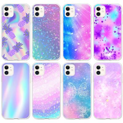 China Simple CSI Light Style Pattern Gradient Rainbow Love For IPhone12 TPU Mobile Phone Case for sale