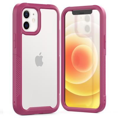 China New Lightweight Cell Phone Case For IPhone12 Frame Transparent Solid Color TPU+PC 2 In 1 Anti-drop Cell Phone Case for sale