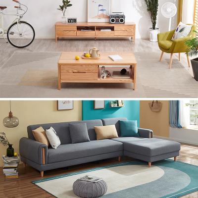 China (Other)QFS9 Nordic style adjustable sofa+end table+tv cabinet living room furniture sets for sale