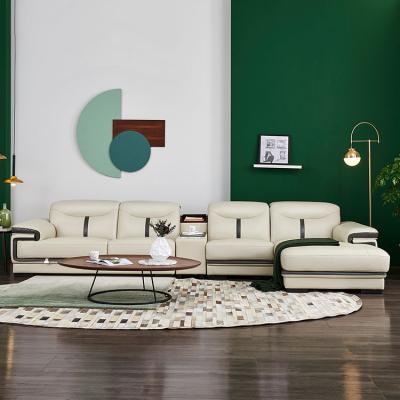 China Latest Design Italian White U Shaped Leather Sectional Sofa 7 Seater 102167 Environment Friendly for sale